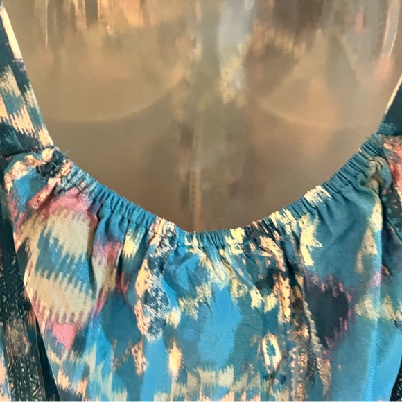 NWT Savanna Jane Turquoise Aztec Southwest Blouse 2X NEW Unique Tie In Back - Picture 14 of 16